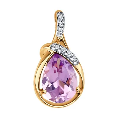 Подвеска из золочёного серебра с аметистом и фианитами из серебро