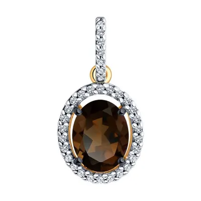 Подвеска из золочёного серебра с раухтопазом и фианитами из серебро