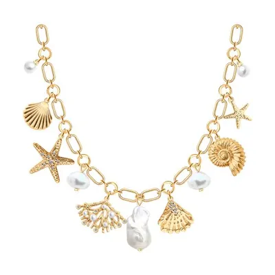 Колье из золочёного серебра с миксом камней из серебро