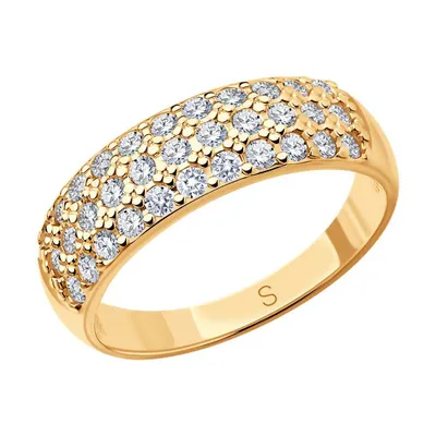 Кольцо из золочёного серебра с фианитами из серебро