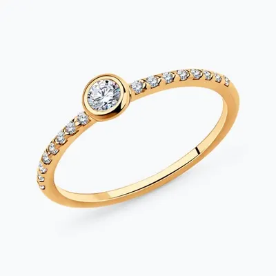 Серебряное золоченое кольцо с фианитами из серебро