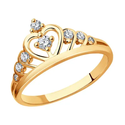 Кольцо из золочёного серебра с фианитами из серебро