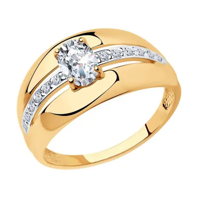 Кольцо из золочёного серебра с фианитами из серебро