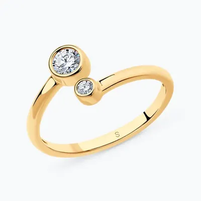 Кольцо из золочёного серебра с фианитами из серебро