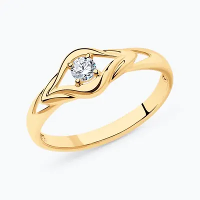 Кольцо из золочёного серебра с фианитом из серебро