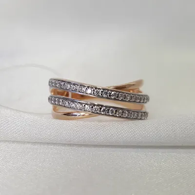 Кольцо из золочёного серебра с фианитами из серебро