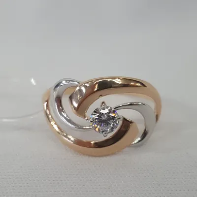 Кольцо из золочёного серебра с фианитом из серебро