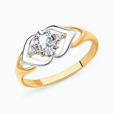 Кольцо из золочёного серебра с фианитами из серебро