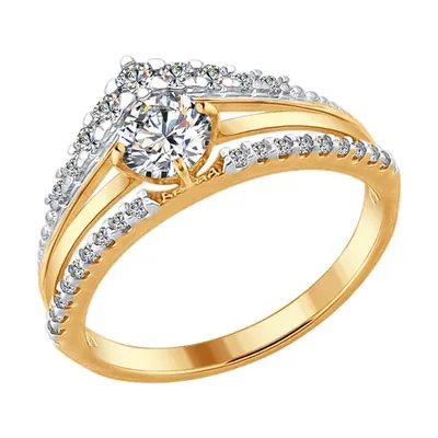 Кольцо из золочёного серебра с фианитами из серебро