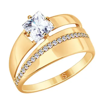 Кольцо из золочёного серебра с фианитами из серебро