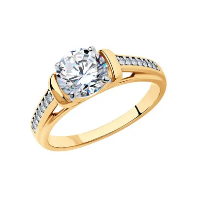 Кольцо из золочёного серебра с фианитами из серебро