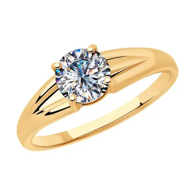 Кольцо из золочёного серебра с фианитом из серебро