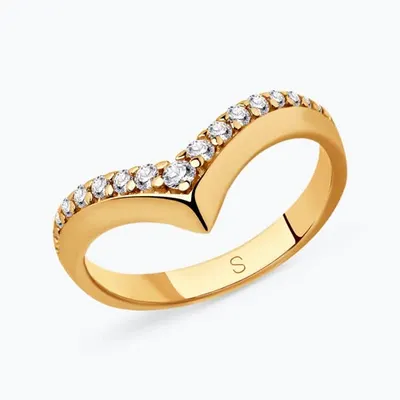 Кольцо из золочёного серебра с фианитами из серебро