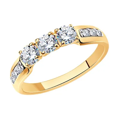 Кольцо из золочёного серебра с фианитами из серебро