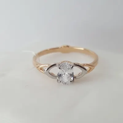 Кольцо из золочёного серебра с фианитом из серебро