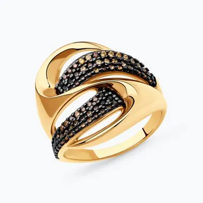 Кольцо из золочёного серебра с фианитами из серебро