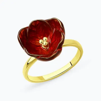 Кольцо из золочёного серебра с эмалью из серебро