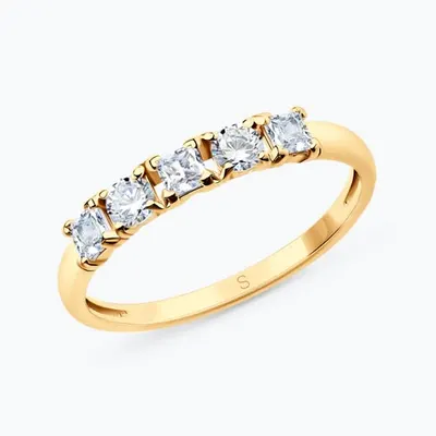 Кольцо из золочёного серебра с фианитами из серебро