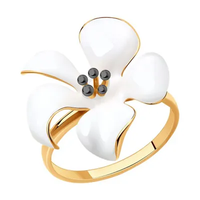 Кольцо из золочёного серебра с эмалью из серебро