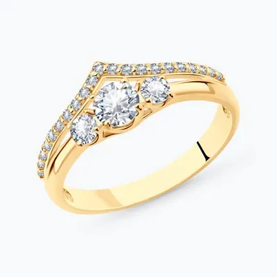 Кольцо из золочёного серебра с фианитами из серебро