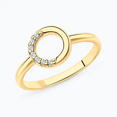 Кольцо из золочёного серебра с фианитами из серебро