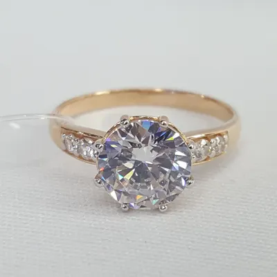 Кольцо из золочёного серебра с фианитами из серебро