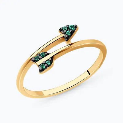 Кольцо из золочёного серебра с фианитами из серебро