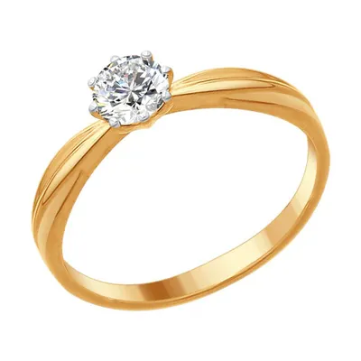 Кольцо из золочёного серебра с фианитом из серебро