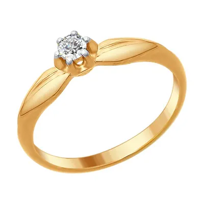 Кольцо из золочёного серебра с фианитом из серебро