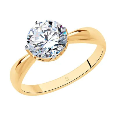 Кольцо из золочёного серебра с фианитом из серебро