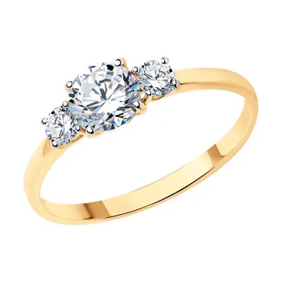 Кольцо из золочёного серебра с фианитами из серебро