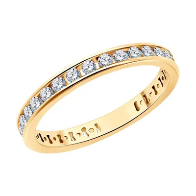 Кольцо из золочёного серебра с фианитами из серебро