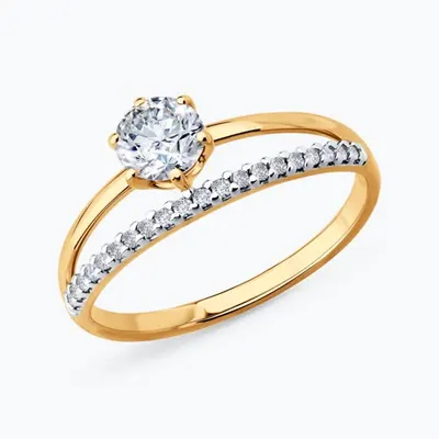 Кольцо из золочёного серебра с фианитами из серебро