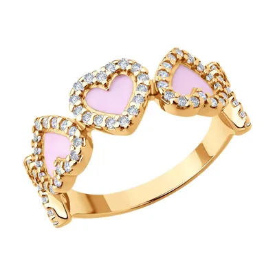 Кольцо из золочёного серебра с фианитами и эмалью из серебро