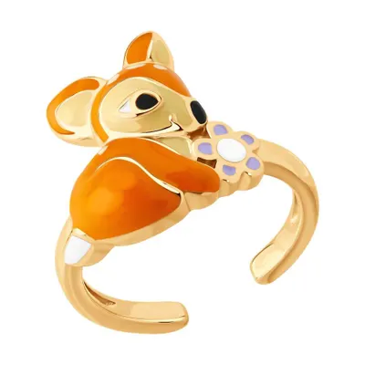 Кольцо из золочёного серебра с эмалью из серебро