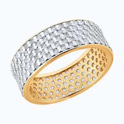 Кольцо из золочёного серебра с фианитами из серебро