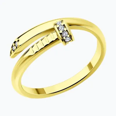 Кольцо из золочёного серебра с фианитами из серебро