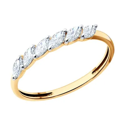 Кольцо из золочёного серебра с фианитами из серебро