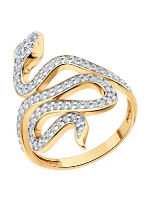 Кольцо из золочёного серебра с фианитами из серебро