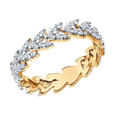 Кольцо из золочёного серебра с фианитами из серебро