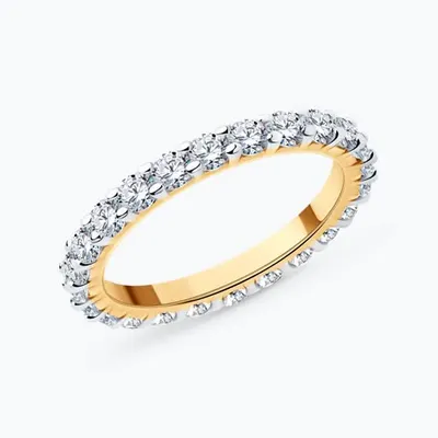 Кольцо из золоченого серебра с фианитами из серебро