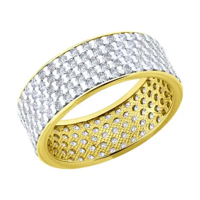 Кольцо из золочёного серебра с фианитами из серебро