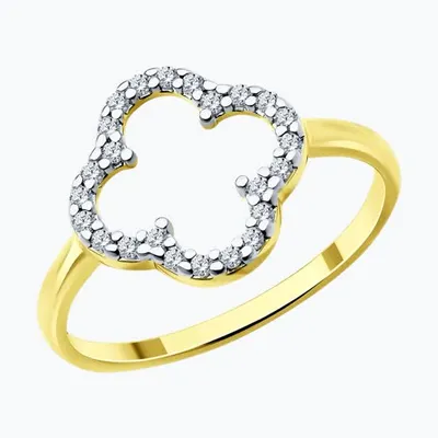 Кольцо из золочёного серебра с фианитами из серебро