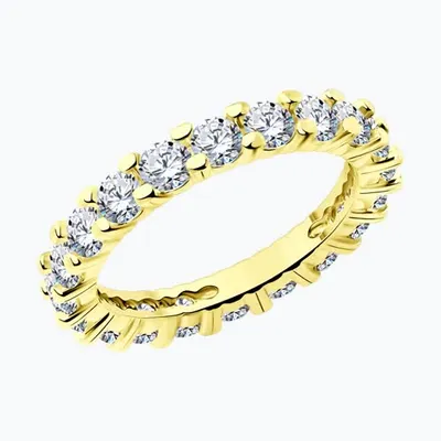 Кольцо из золочёного серебра с фианитами из серебро