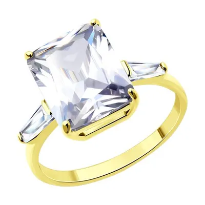 Кольцо из золочёного серебра с фианитами из серебро