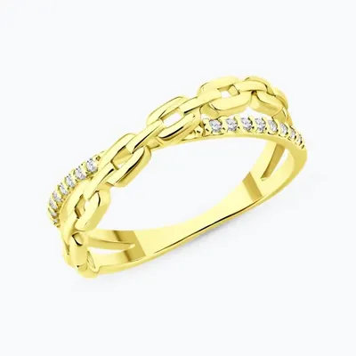 Кольцо из золочёного серебра с фианитами из серебро