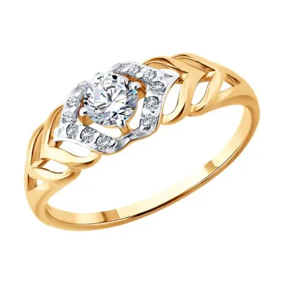 Кольцо из золочёного серебра с фианитами из серебро