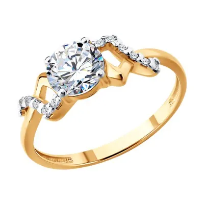 Кольцо из золочёного серебра с фианитами из серебро