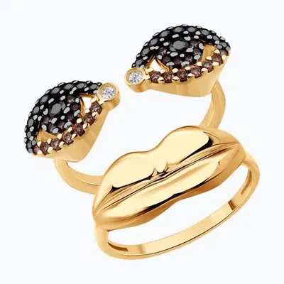 Кольцо из золочёного серебра с фианитами из серебро