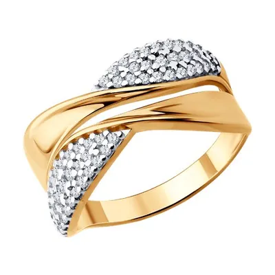 Кольцо из золочёного серебра с фианитами из серебро